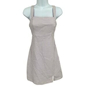 Hollister Gingham Mini Dress Womens XS Purple Stretch Preppy Soft Girl Coquette